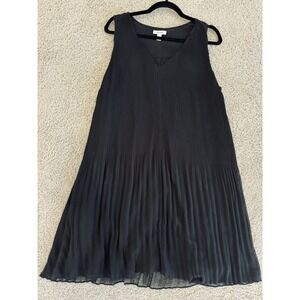 Nine West Mens Mineral Black V-Neck Pleated Sleeveless Dress XL WW32Y315RS